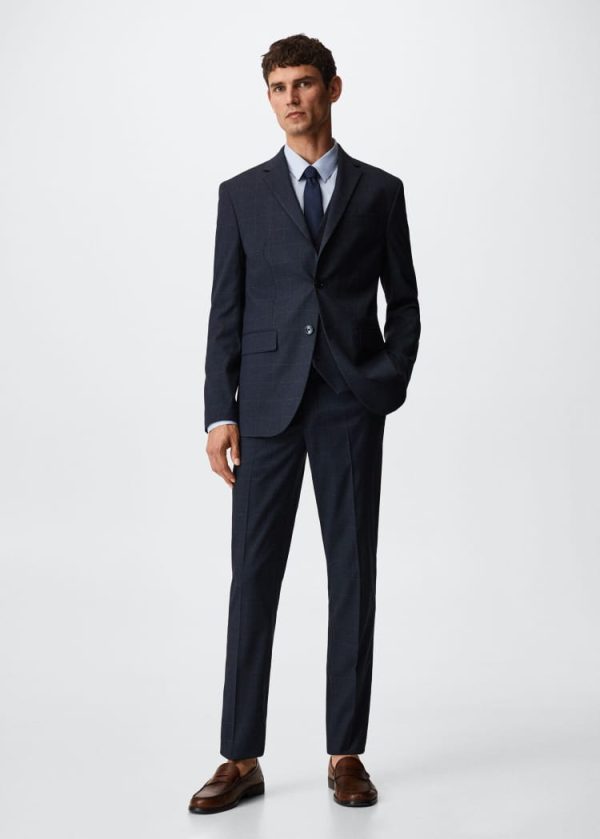 Calças de fato slim fit aos quadrados